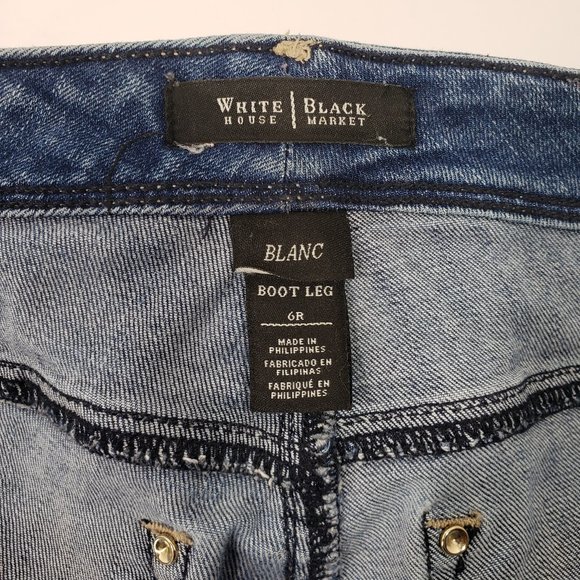 WHBM Baroque Embroidered Boot Cut Jeans Size 6 R WHITE HOUSE BLACK MARKET - Picture 11 of 16